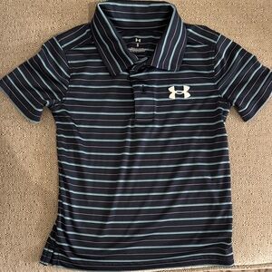 Under Armour Black Polo with Light Blue Stripes